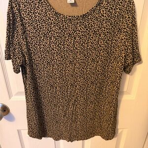 Old Navy Leopard Print Scoop Neck Short Sleeve Top - Tan & Black